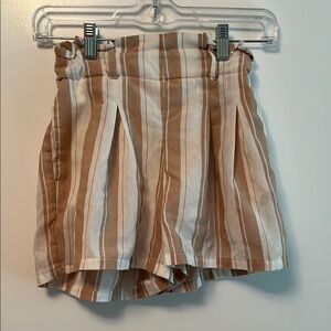 Alya Striped Tan and White Women's Shorts